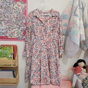 Boden Black and Red Village Print Shirt Dress